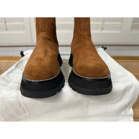 3.1 Phillip Lim Kate Lug Sole Mid Calf Combat Boot Saddle Brown Suede Sz. 10 NIB - Picture 8 of 15